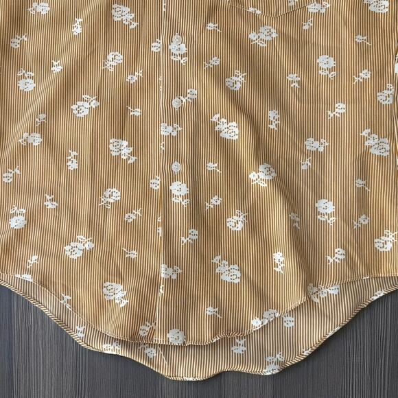 Vintage 70s Kmart Disco Floral Stripe Button Down Shirt Rockabilly Men's Large - Picture 8 of 11